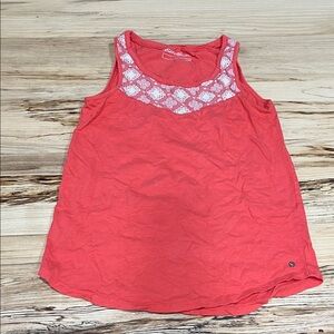 Eddie Bauer Cotton Coral Tank Top with Lace Accent